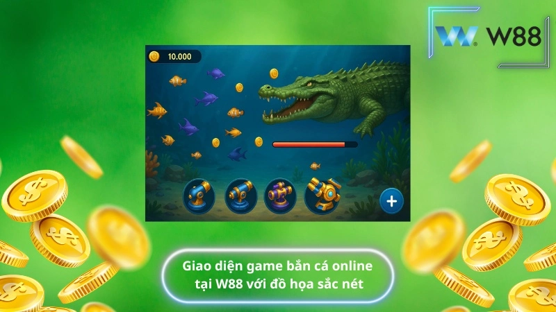 Giao diện game bắn cá online tại W88 với đồ họa sắc nét