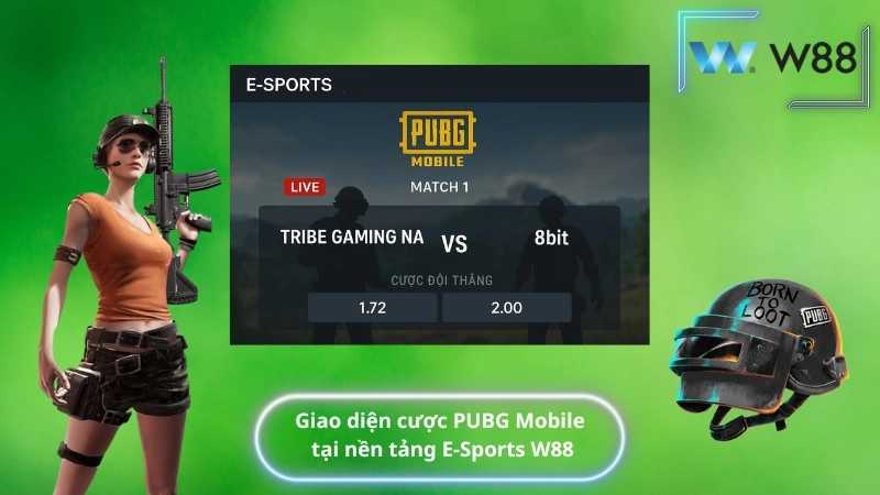 Giao diện cược PUBG Mobile tại nền tảng E-Sports W88
