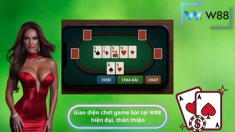 Giao diện chơi game bài tại W88 hiện đại, thân thiện