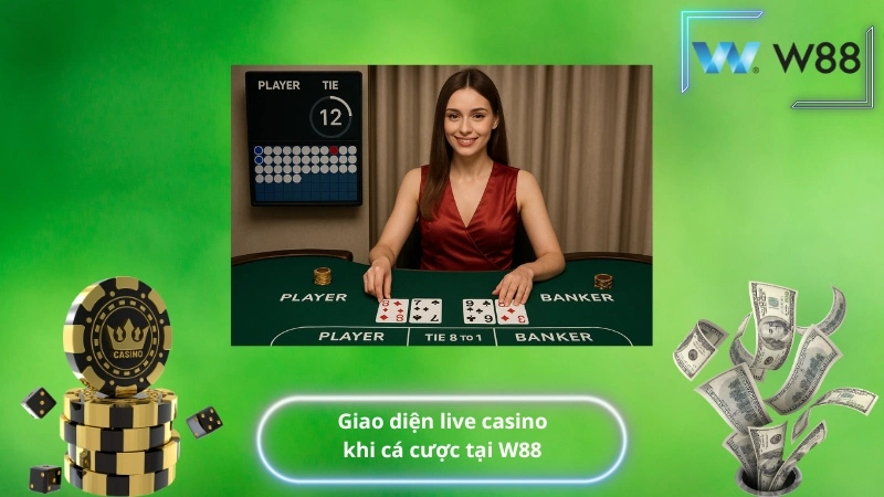 Giao diện live casino khi cá cược tại W88