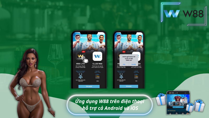 Ứng dụng W88 trên điện thoại hỗ trợ cả Android và iOS