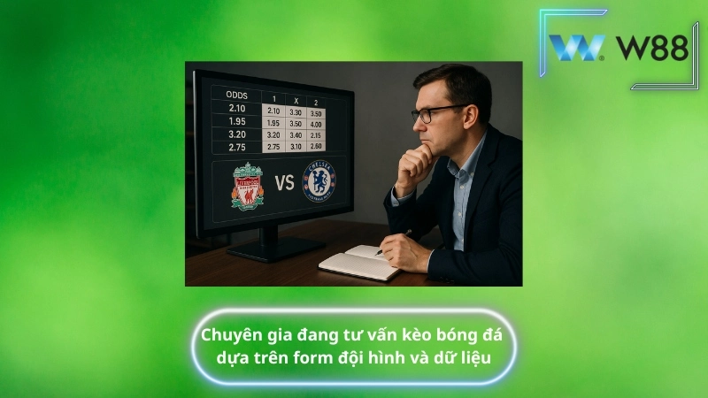 Chuyên gia đang tư vấn kèo bóng đá dựa trên form đội hình và dữ liệu