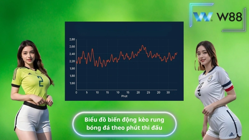 Biểu đồ biến động kèo rung bóng đá theo phút thi đấu